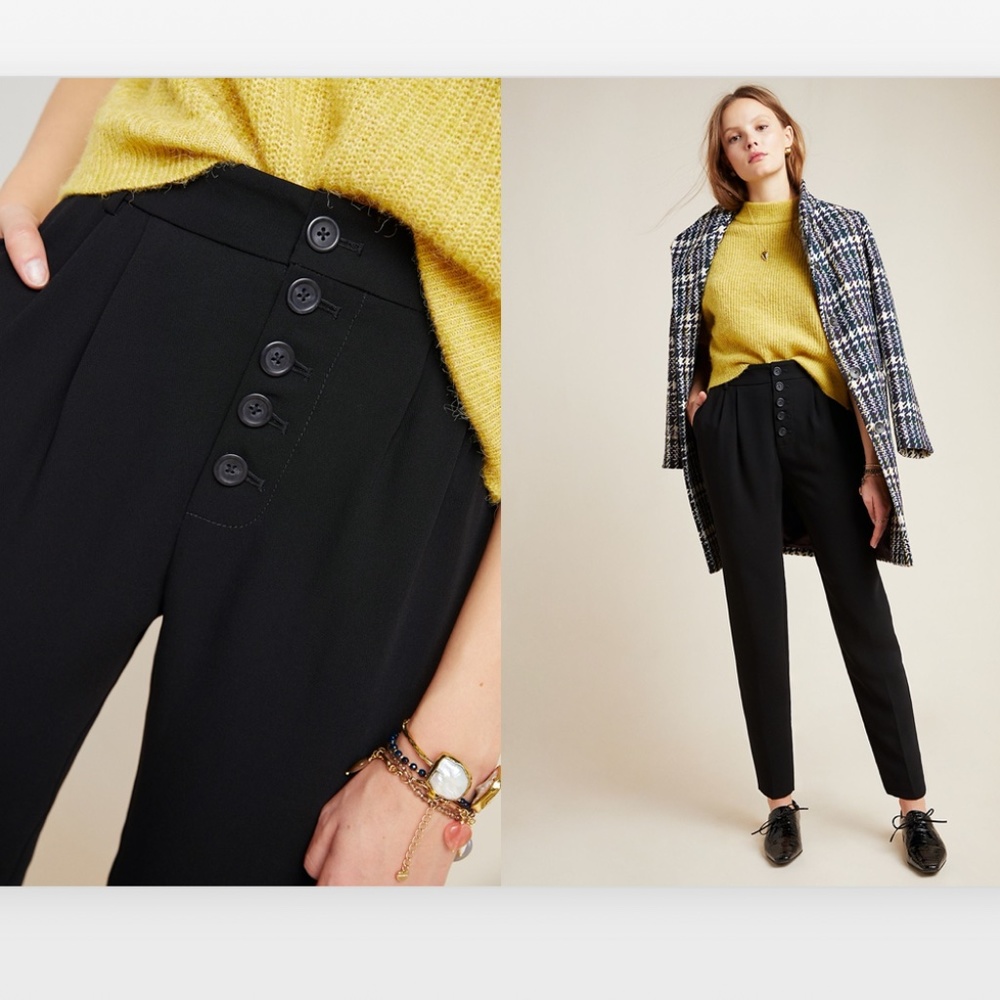 Anthropologie Sasha Button-Fly Tapered Trousers